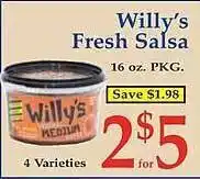 Market Basket Willy's fresh salsa offer