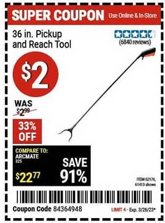 Harbor Freight Tools 36 in. pickup and reach tool offer