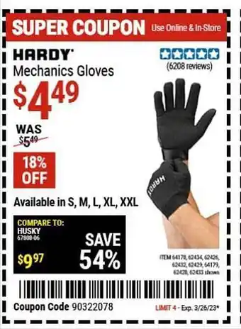 Harbor Freight Tools Hardy mechanics gloves offer