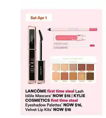 Ulta Beauty Lancôme lash idôle mascara kylie cosmetics eyeshadow palettes velvet lip kits offer
