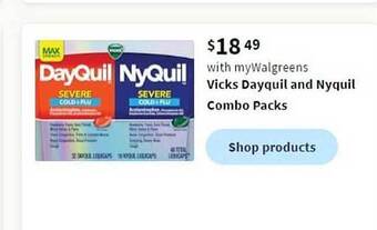 Walgreens Vicks dayquil and nyquil combo packs offer
