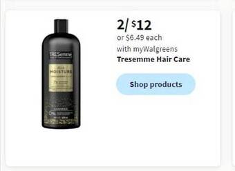 Walgreens Tresemme hair care offer
