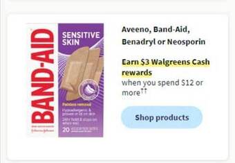 Walgreens Aveeno, band-aid, benadryl or neosporin offer