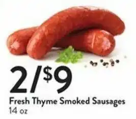 Fresh Thyme Fresh Thyme Smoked Sausages 14 oz offer