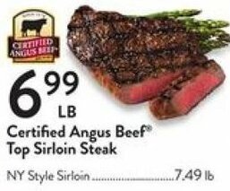 Fresh Thyme Certified Angus Beef Top Sirloin Steak offer