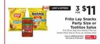 ShopRite Frito lay snacks party size or tostitos salsa offer