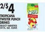 Met Foodmarkets Tropicana twister punch drinks offer