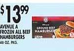 Met Foodmarkets Avenue a frozen all beef hamburgers offer