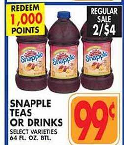 Met Foodmarkets Snapple teas or drinks offer
