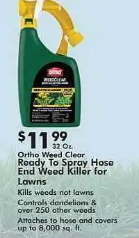 Valu Home Centers Ortho weed clear ready to spray hose end weed killer for lawns offer