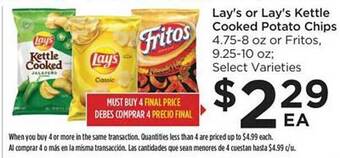 Food 4 Less Lay's or lay's kettle cooked potato chips offer
