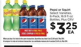 Food 4 Less Pepsi or squirt offer