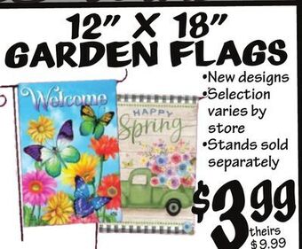 Ollie's 12" x 18" garden flags offer
