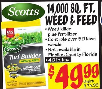 Ollie's Scotts 14000 sq. ft. weed & feed offer
