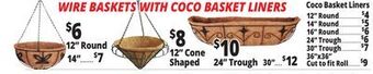 Ocean State Job Lot Wire baskets with coco basket liners offer