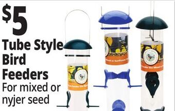 Ocean State Job Lot Tube style bird feeders offer