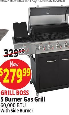 Ocean State Job Lot Grill boss 5-burner gas grill with side burner offer