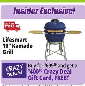 Ocean State Job Lot Lifesmart 19" kamado ceramic charcoal grill offer
