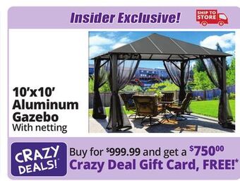 Ocean State Job Lot Aluminum insulated 10' x 10' gazebo, charcoal gray offer