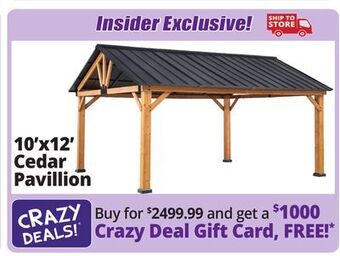 Ocean State Job Lot 12' x 10' cedar framed pavilion offer
