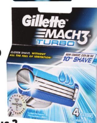 Ocean State Job Lot Gillette mach3 turbo razor blade refills, 4-count offer