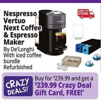 Ocean State Job Lot Nespresso vertuo next coffee and espresso maker by de'longhi with iced coffee bundle (certified refurbished) offer