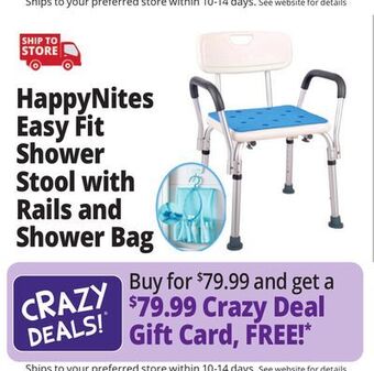Ocean State Job Lot Happynites easy fit shower stool with rails and shower bag offer