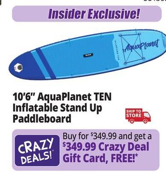 Ocean State Job Lot Aquaplanet 10' allround ten inflatable stand up paddleboard offer