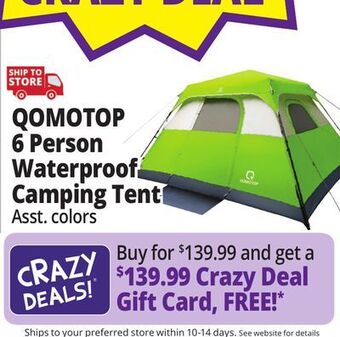 Ocean State Job Lot Qomotop 6-person waterproof camping tents offer