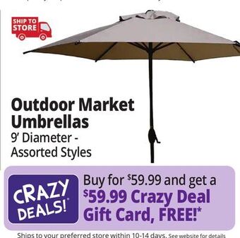 Ocean State Job Lot Outdoor market umbrellas offer