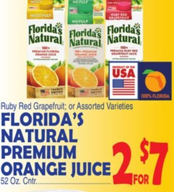 Bravo Supermarkets Florida's natural premium orange juice offer