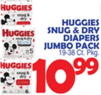 Bravo Supermarkets Huggies snug & dry diapers jumbo pack offer