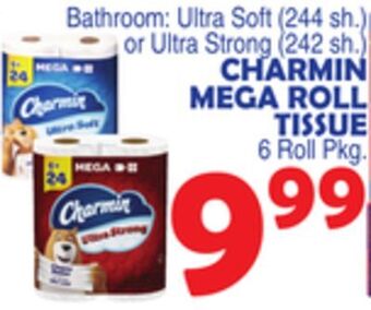 Bravo Supermarkets Charmin mega roll tissue, 6 roll pkg. offer