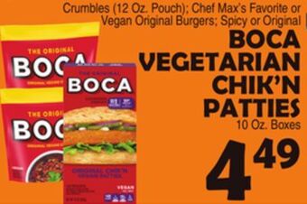 Bravo Supermarkets Boca vegetarian chik'n patties 10 oz. boxes offer