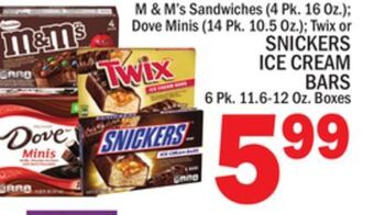 C Town Snickers ice cream bars 6 pk. 11.6-12 oz. boxes offer