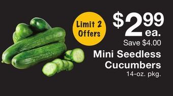 Fairway Store Market Mini seedless cucumbers offer