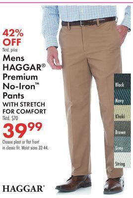 Boscov's Mens haggar® premium no-iron™ pants offer