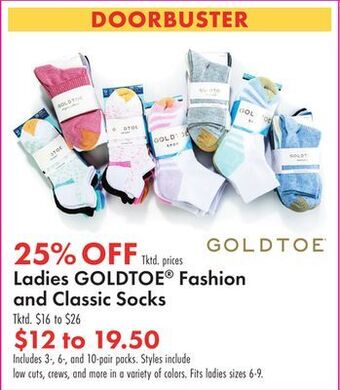 Boscov's Ladies goldtoe® fashion and classic socks offer