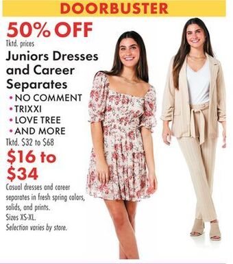 Boscov's Juniors dresses and career separates offer