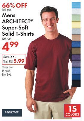 Boscov's Mens architect® super-soft solid t-shirts offer