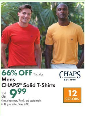 Boscov's Mens chaps® solid t-shirts offer