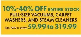 Boscov's Fullsize vacuums, carpet washers, and steam cleaners offer