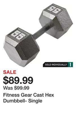 Dick's Sporting Goods Fitness gear cast hex dumbbell- single offer