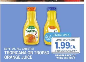 Kings Food Markets Tropicana or trop50 orange juice offer
