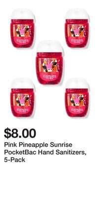 Bath & Body Works Pink pineapple sunrise pocketbac hand sanitizers, 5-pack offer