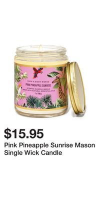 Bath & Body Works Pink pineapple sunrise mason single wick candle offer