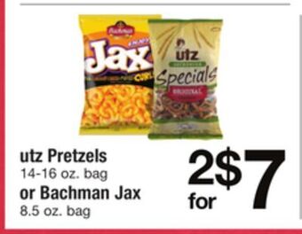 ACME Utz pretzels 14-16 oz. bag or bachman jax 8.5 oz. bag offer