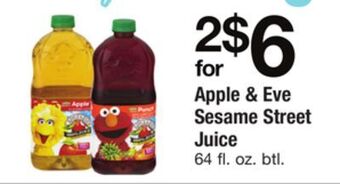 ACME Apple & eve sesame street juice offer