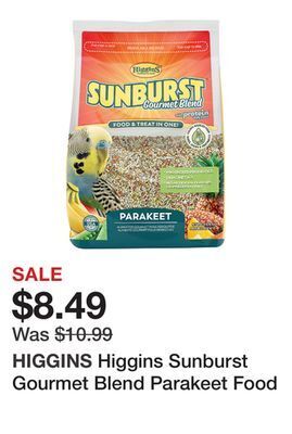 Petsmart Higgins sunburst gourmet blend parakeet food offer