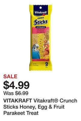 Petsmart Vitakraft® crunch sticks honey, egg & fruit parakeet treat offer